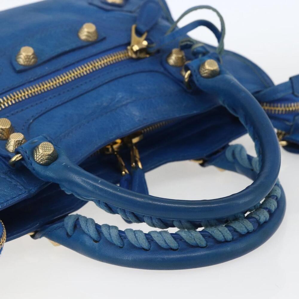 BALENCIAGA Giant Mini City Hand Bag Leather 2way Blue Gold 309544 Auth am10173V - Picture 7 of 16